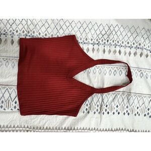 Bozzolo Women's Red Halter Top Cropped Sleeveless Size Large NWOT
